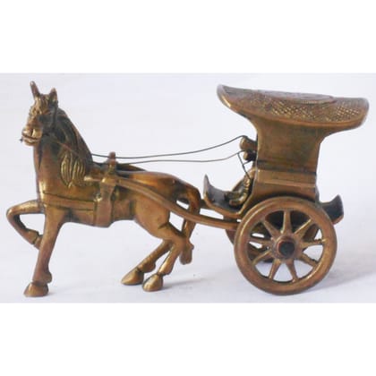 Brass Horse Cart Decorative Showpiece For Royal Interior Decor, Height : 3.2 Inch (ZMAS361 C)
