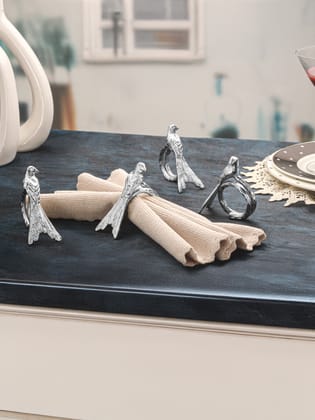 Chirp Loops Napkin Rings (Pack of 4)-Silver