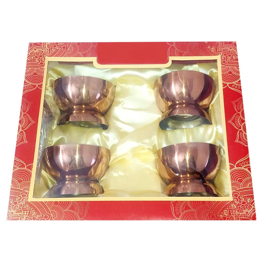 POGON Nexus Ice Cream Bowl with Designer Spoon, Dessert Serving Bowl Pack of 4, 100ml, Rose Gold