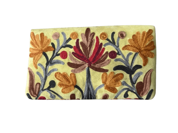 Embroidered Floral Clutch Handbag