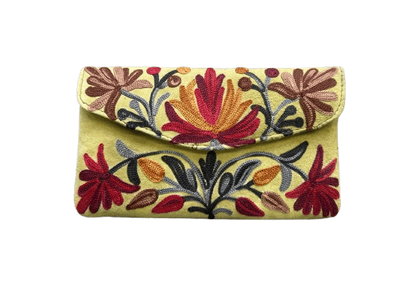 Embroidered Floral Clutch Handbag