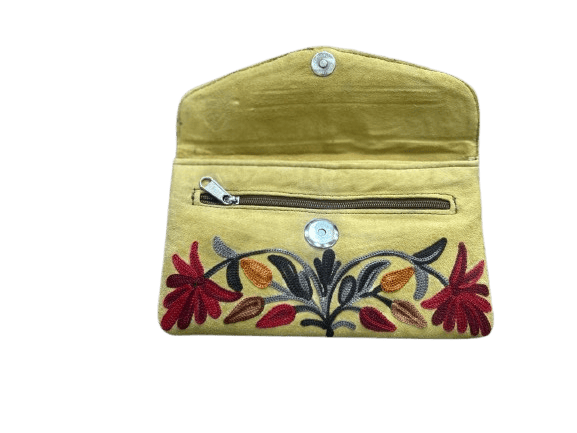 Embroidered Floral Clutch Handbag