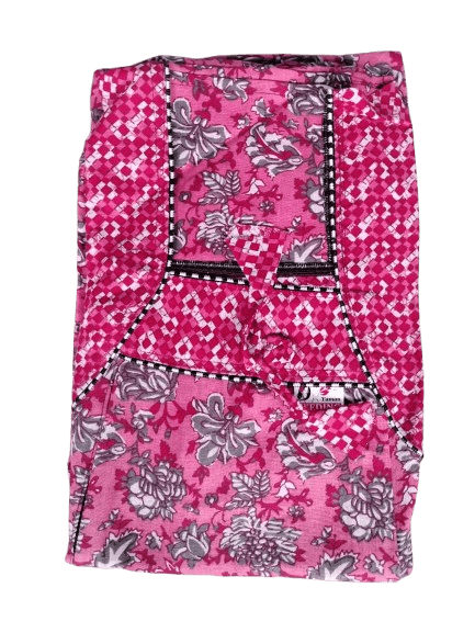 Women's Cotton Maxi Nightgown, Pink Floral Print, Size L