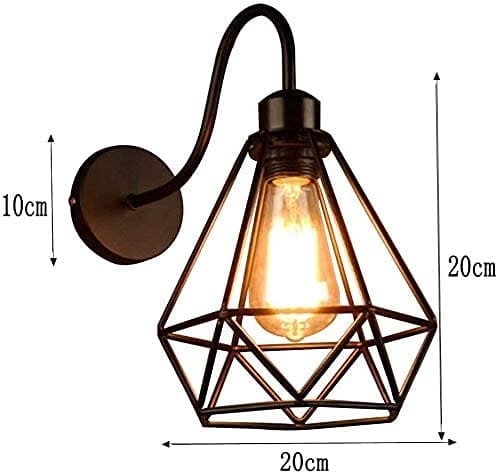 Vintage Wall Lamp Industrial Black Diamond Metal Cage Retro Living Room Wall Ceiling Lamp