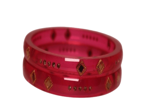 NLR URBAN Red Glass Bangles with Golden Embellishments - Elegant Wrist Accessories - Bangles & Bracelets | Buy online on ZillyBuy