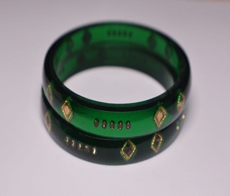 NLR URBAN Emerald Green Bangles with Golden Accents - Exquisite Jewelry
