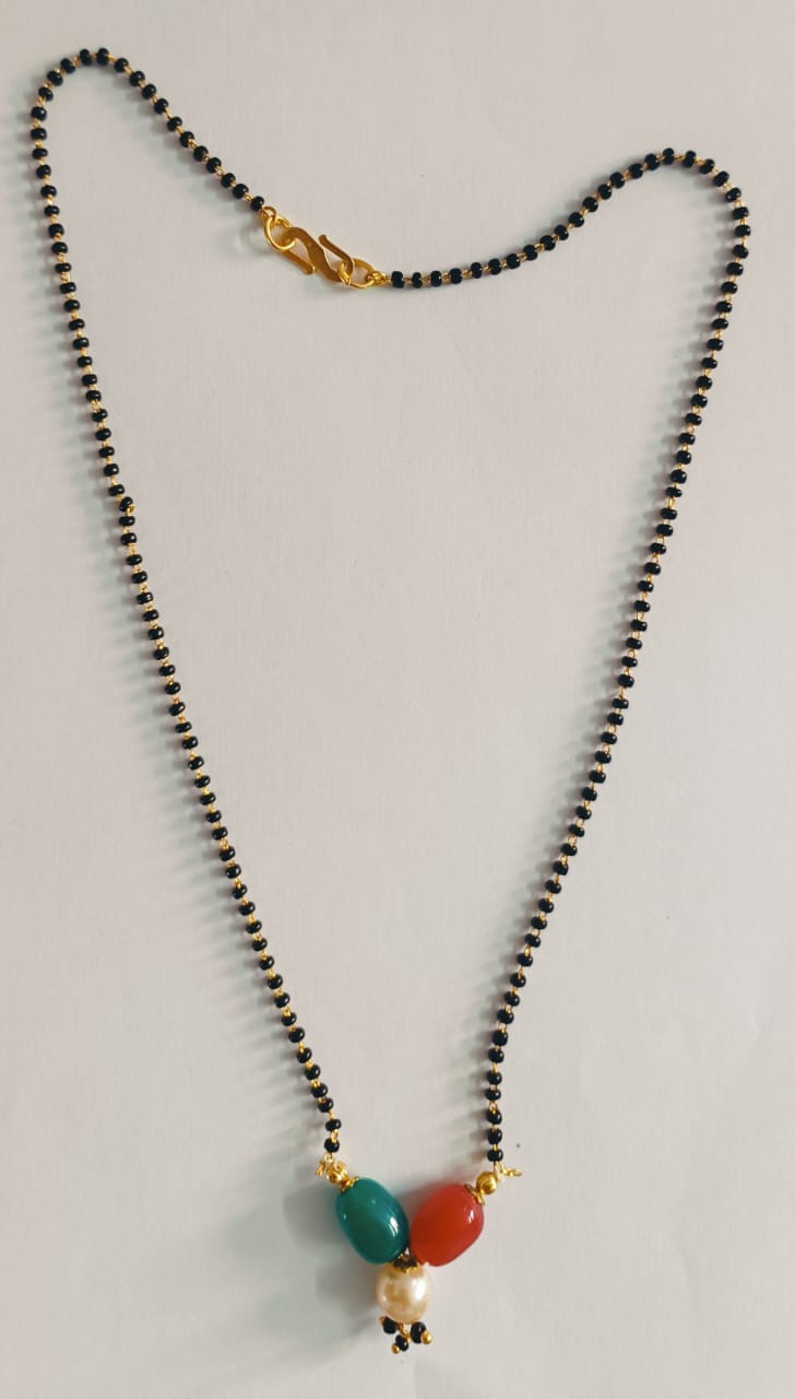 Gold Plated Short Black Beads