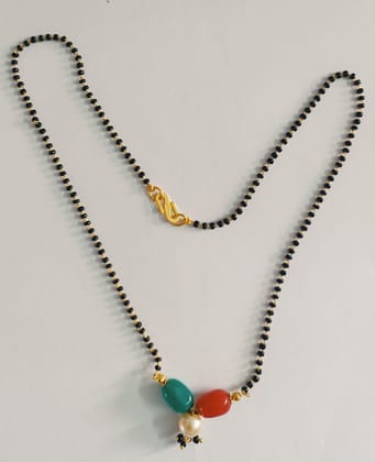 Gold Plated Short Black Beads
