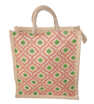 Eco-Friendly Jute Tote Bag with Stylish Pattern