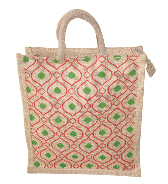 Eco-Friendly Jute Tote Bag with Stylish Pattern