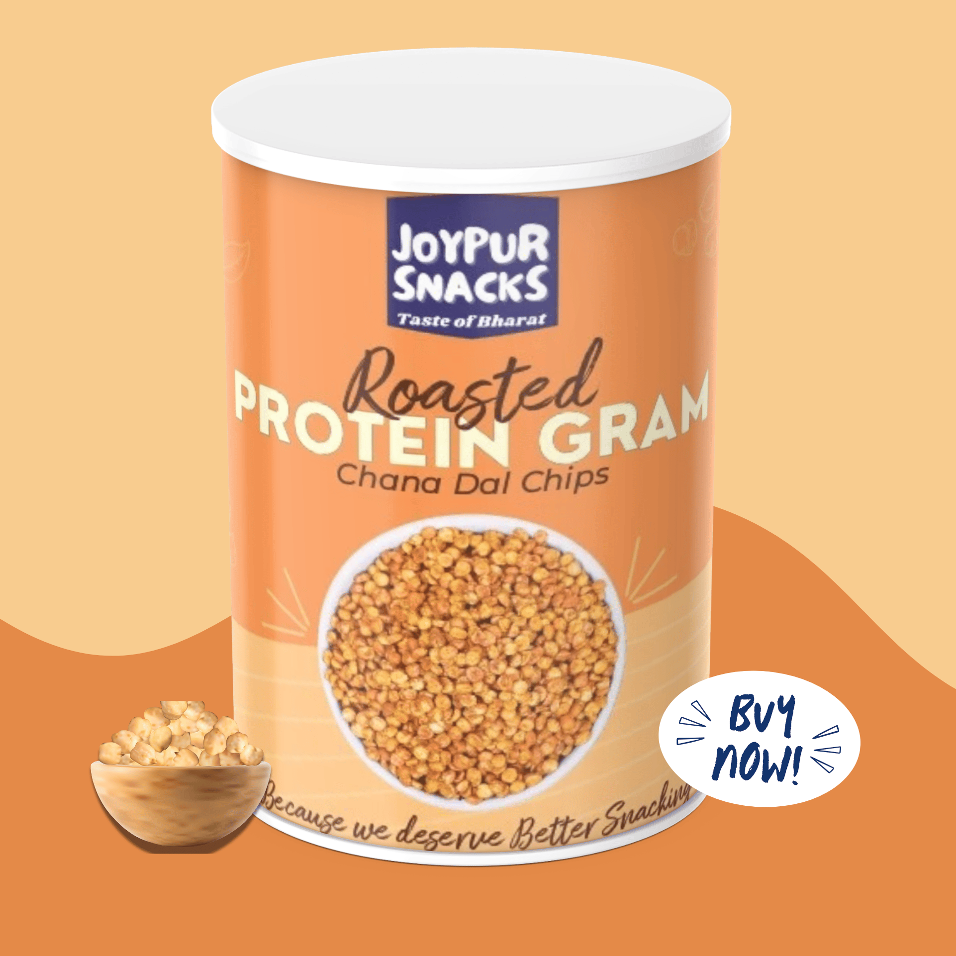 Joypur Snacks Roasted Protein Gram Chips (Chana Dal Chips) | Crunchy, Protein-Packed Snack | High Fiber | Healthy & Guilt-Free | 80g