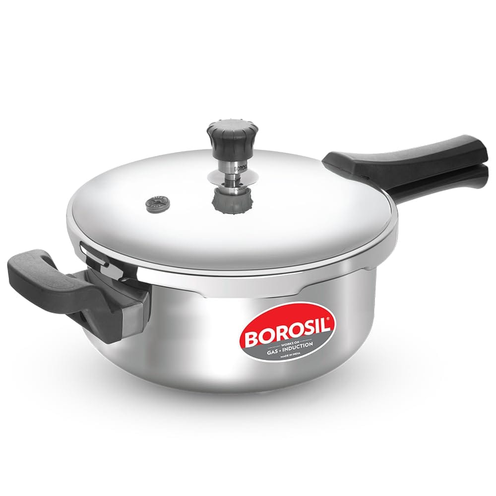 Borosil 3 L Triply Outerlid Presto Cooker | SS304 Food Grade Stainless Steel Pressure Cooker - Cookware | Buy online on ZillyBuy