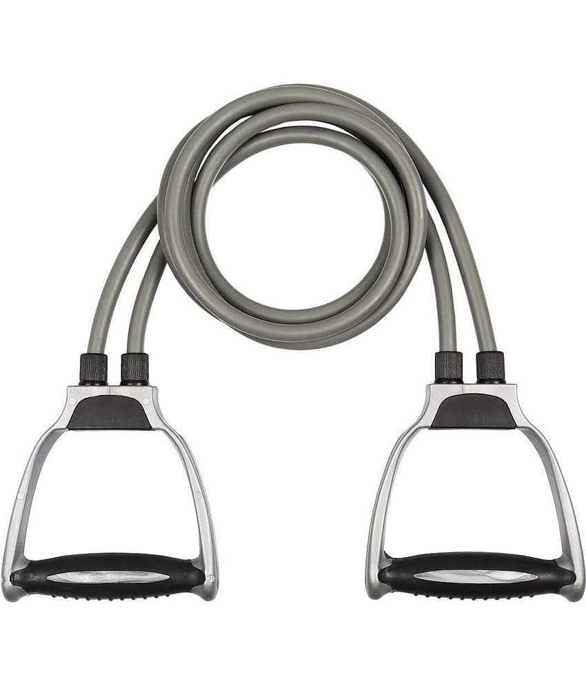 Single Toning Resistance Tube Pull Rope Exercise Band for Stretching, Workout, Home Gym and Toning with Grip D Shaped Foam Handles for Men and Women