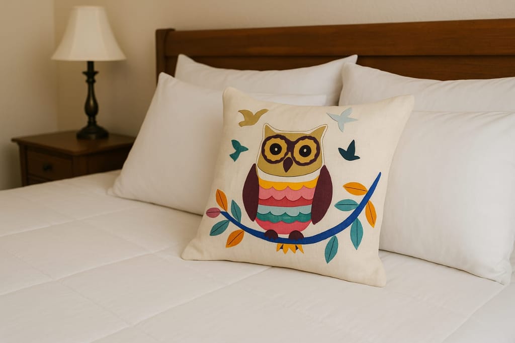 Whimsical Owl Decorative Pillow for Bedroom