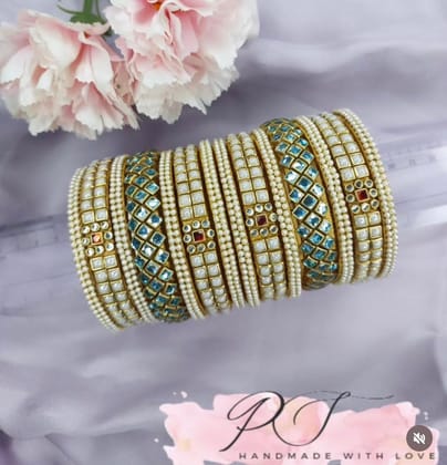 Elegant Handmade Kundan Bangles Set