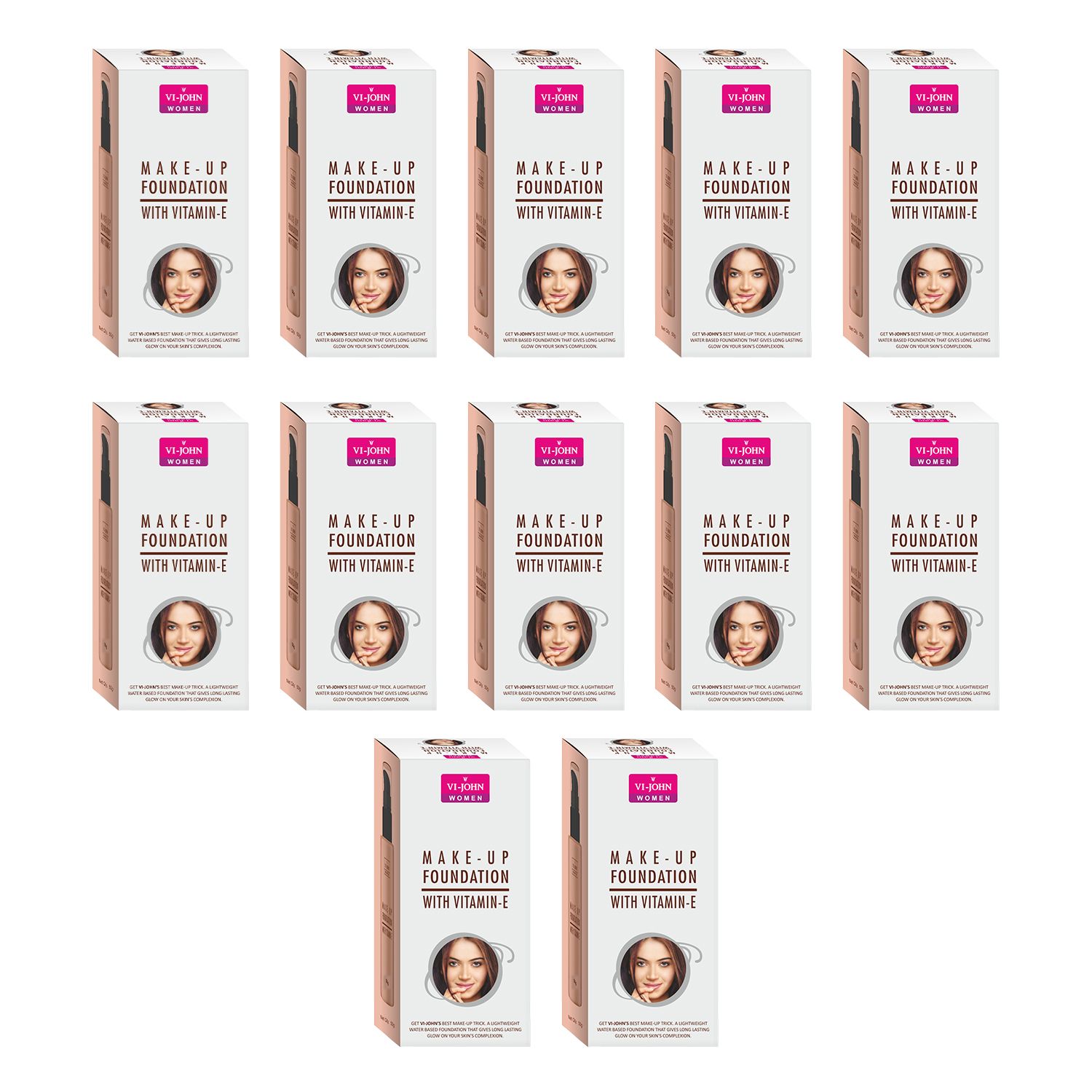Vi-John Make-Up Foundation With Pump 50Gm (Pack of 12)