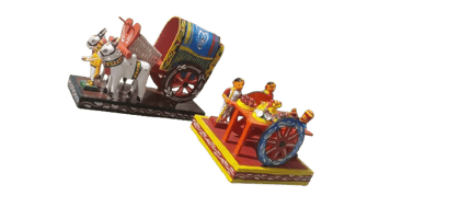 Handmade Indian Wooden Vegitable Cart Toy - Traditional Craft