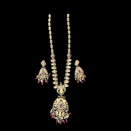 KAVALI Gold-Plated Ruby Necklace Set - Jewellery Sets | Buy online on ZillyBuy