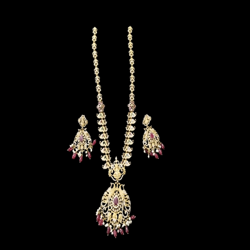 KAVALI Gold-Plated Ruby Necklace Set