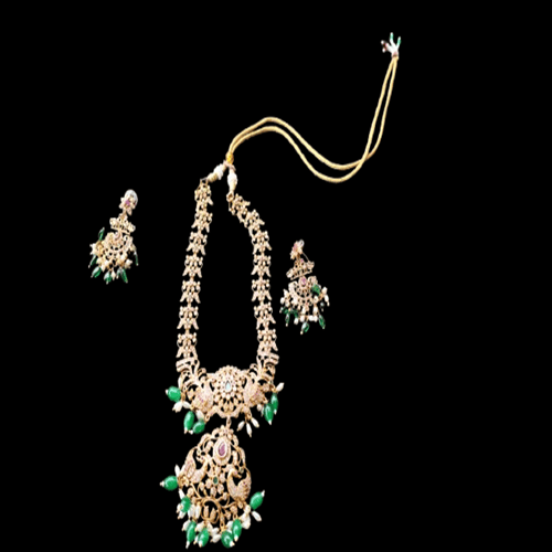 KAVALI Elegant Gold-Plated Necklace & Earrings Set with Gemstones