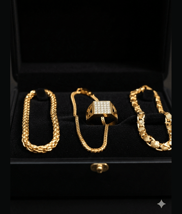 Fadiso Fashion Gold Plated Chains Combo ( Set of 4 )