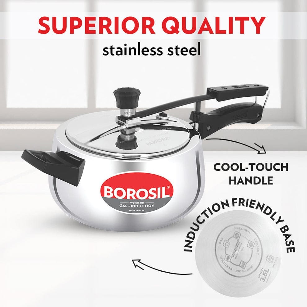 Borosil Pronto Tri-ply Inner Lid Pressure Cooker 3.5L