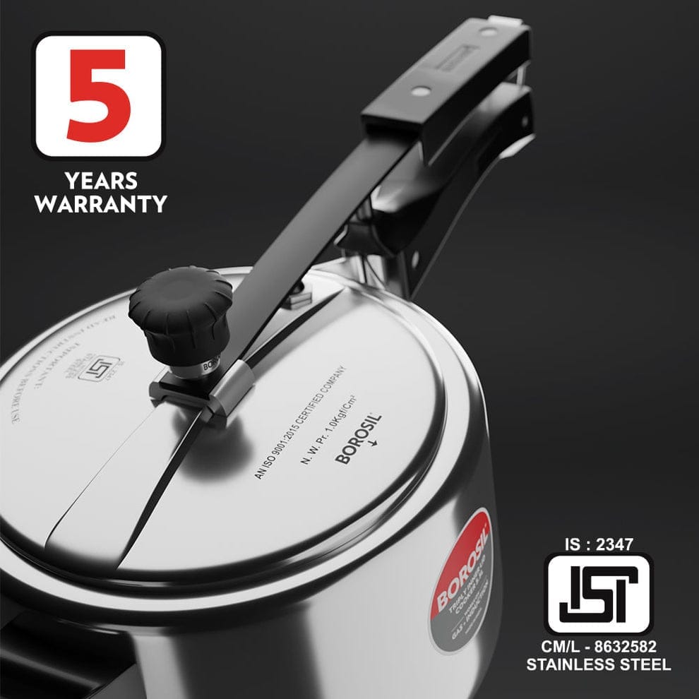 Borosil SS Triply Inner Lid Cooker 5L