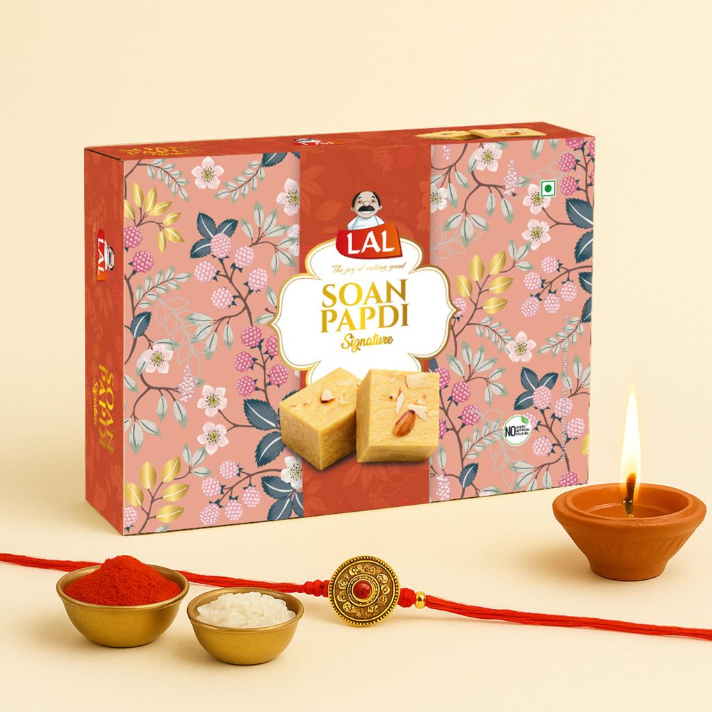 Lal Sweets Soan Papdi Premium (400g) || Made with Sugar and Fresh Almonds || Ready to Eat Indian Dessert || Indian Traditional Soan Papdi || Delicious Soan Cakes || Indian Mithai