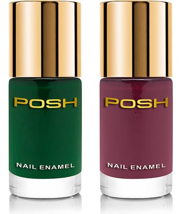 Posh - Multicolor Glossy Nail Polish ( Pack of 2 )
