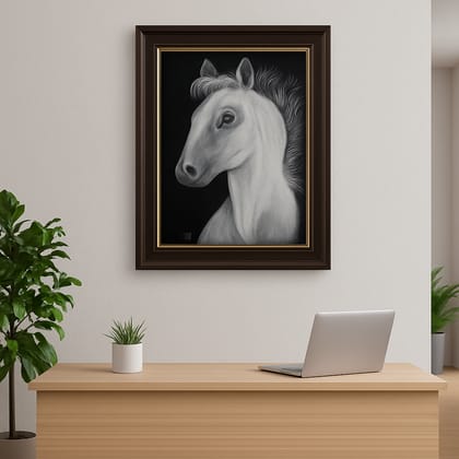 Framed Charcoal Horse Portrait Artwork – (20 cm*16 cm)