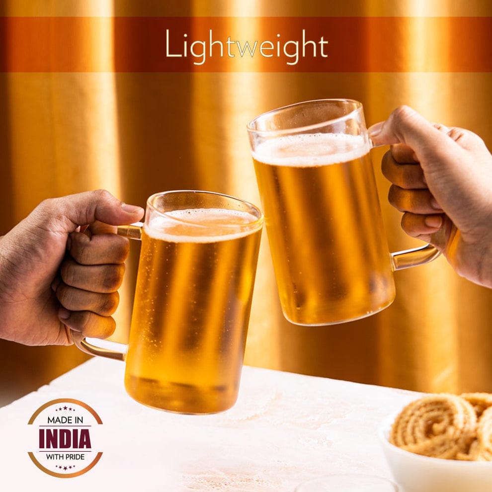 Borosil Borosilicate Beer Mug 500ml Each , Set Of 2