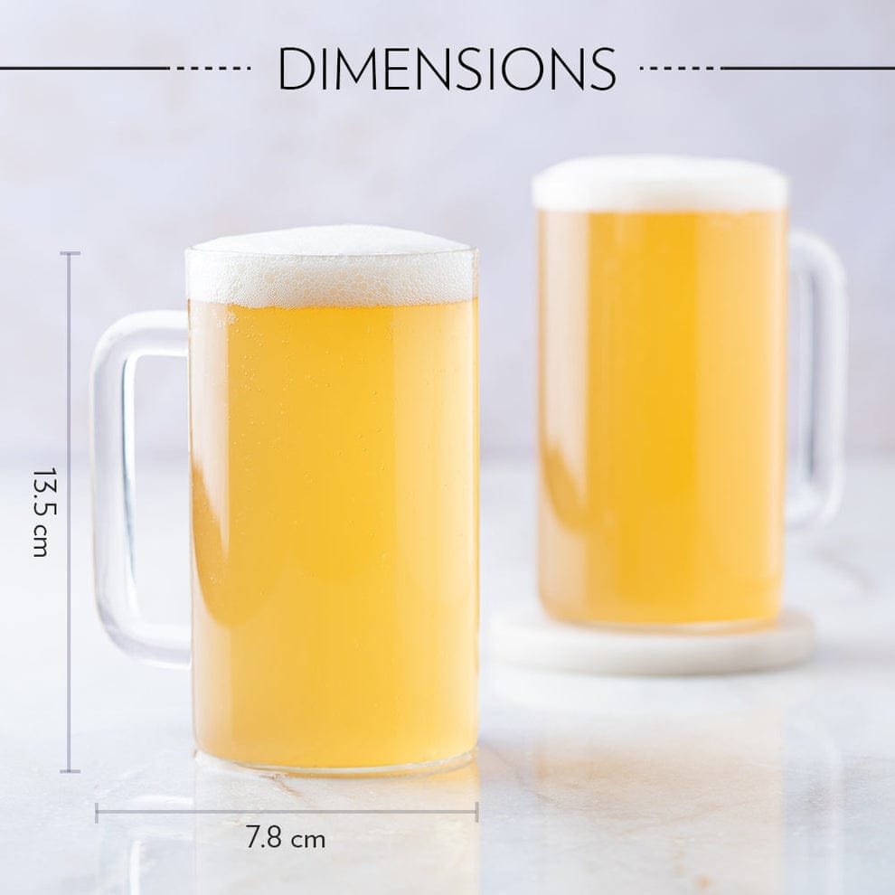 Borosil Borosilicate Beer Mug 500ml Each , Set Of 2