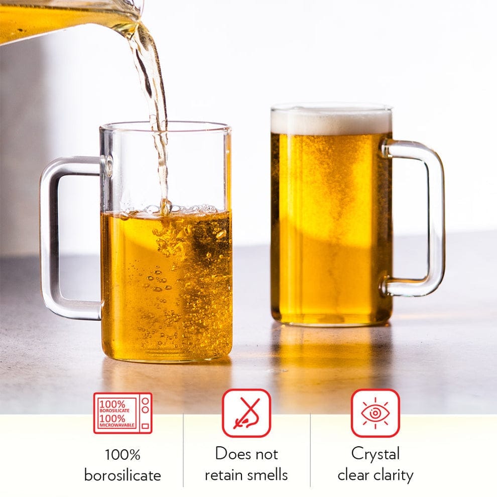 Borosil Borosilicate Beer Mug 500ml Each , Set Of 2