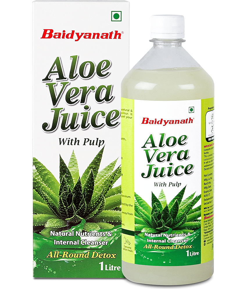 Baidyanath Pure Aloe Vera Juice (with Pulp)- No Added Sugar(1000ml)|For All-Around Detox