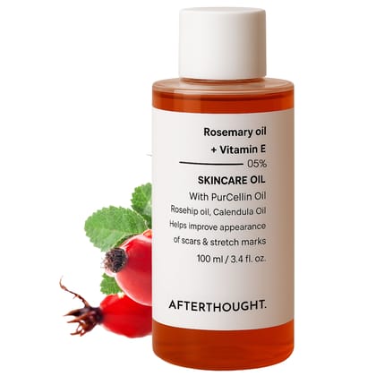 Afterthought Skincare Oil Suitable for Stretch Marks | Scar Removal | Uneven Skin Tone | Rosemary and Vitamin E | All Skin Types | 100 ml
