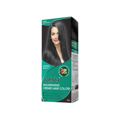 Vakola Natural Black Hair Color Cream – Pack of 1 (100ml) | Permanent, Long-Lasting Grey Coverage with Almond Oil & Aloe Vera Vakola Natural Black Hair Color Cream – Pack of 1 (100ml) | Permanent, Long-Lasting Grey Coverage with Almond Oil & Aloe Vera