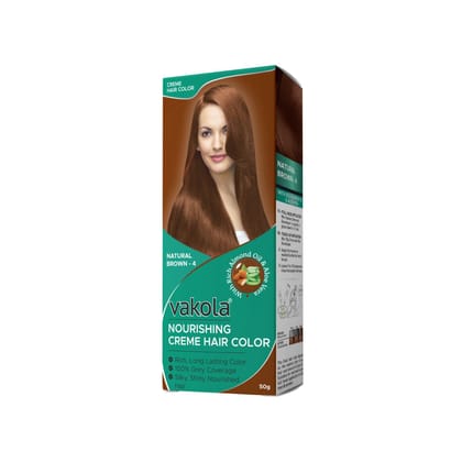 Vakola Natural Brown Hair Color Cream – Pack of 1 (100ml) | Permanent, Long-Lasting Grey Coverage with Almond Oil & Aloe Vera