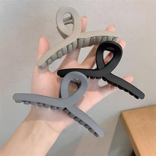 Akashkrishna 3.5 Inch Hair Claw Clips Large No Slip Big Matte Jaw Butterfly Clip for Thin Fine Thick Hair Women and Girls (Pack of 3) Multicolor