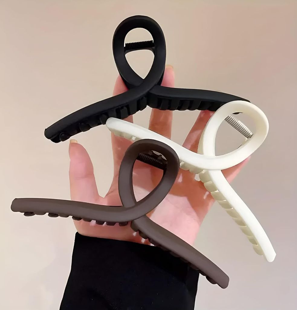 Akashkrishna 3.5 Inch Hair Claw Clips Large No Slip Big Matte Jaw Butterfly Clip for Thin Fine Thick Hair Women and Girls (Pack of 3) Multicolor