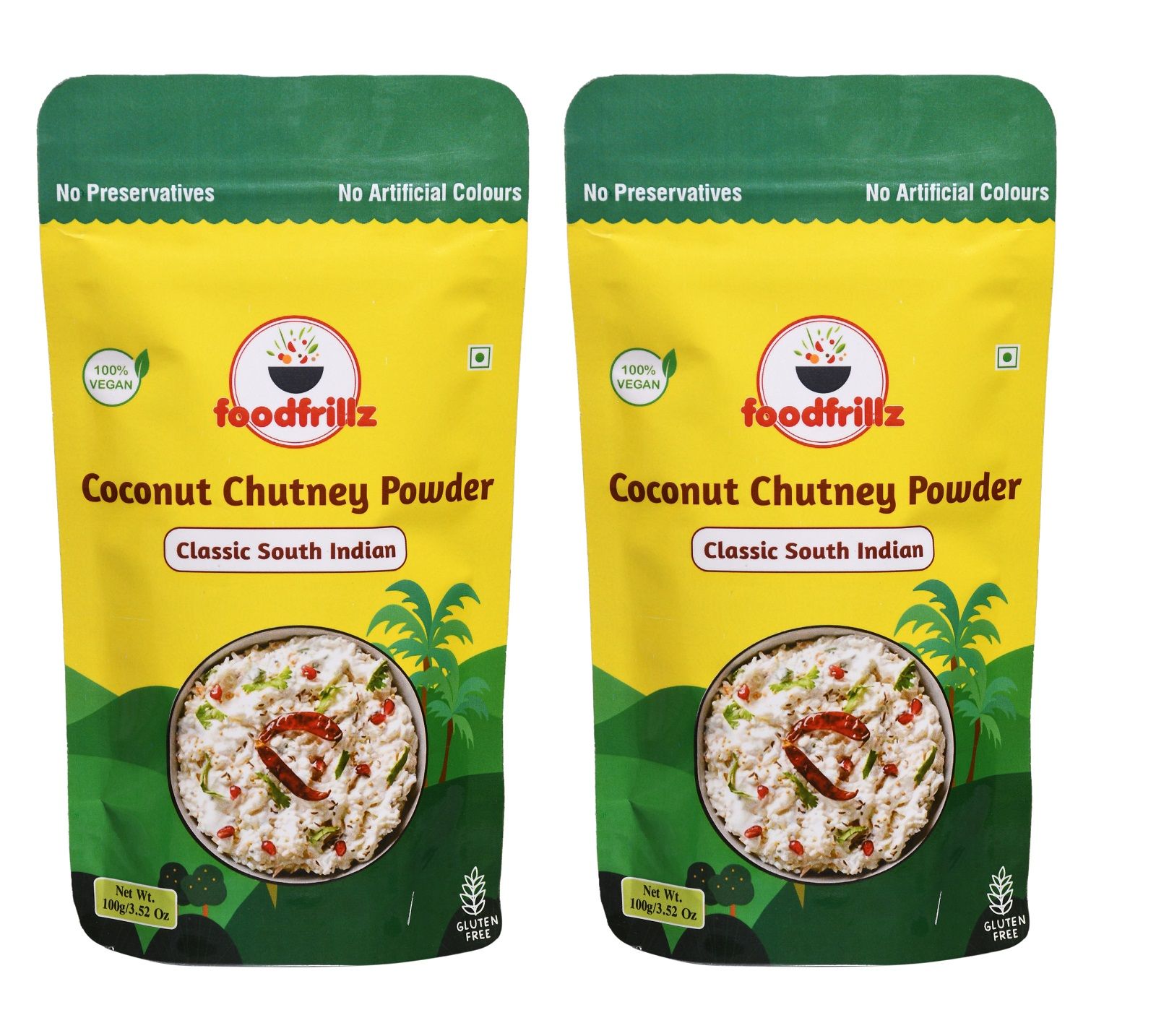 foodfrillz Coconut Chutney Powder, 100 g x 2 Classic South Indian Flavour