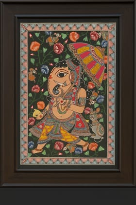 Handmade Madhubani Painting of Lord Ganesh