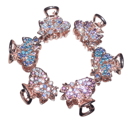 Crystal Butterfly Hair Clips - Rose Gold Hair Accessories