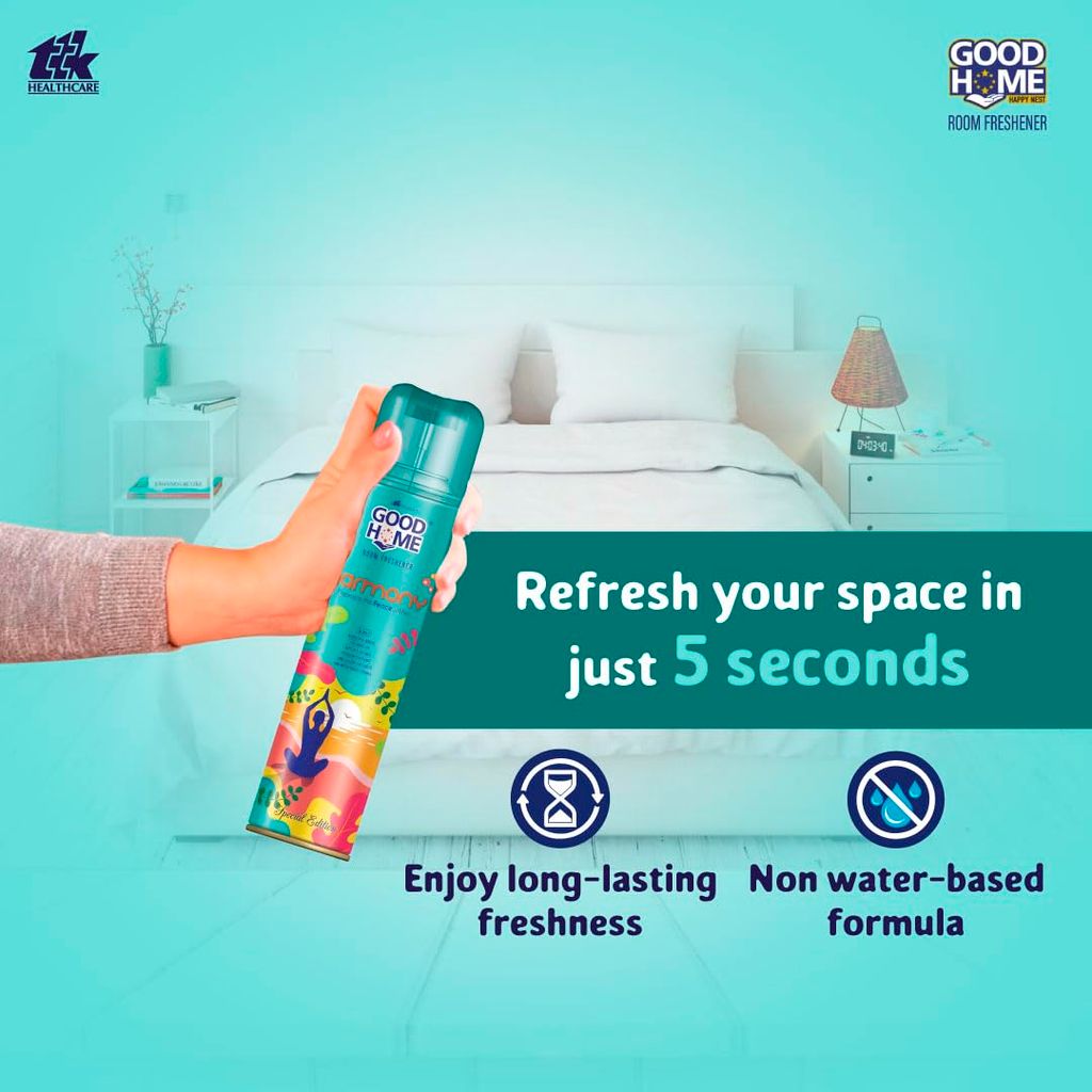 Good Home Room Freshener Spray Harmony Freshens Air Premium Fragrance Long Lasting Freshness, 130 g