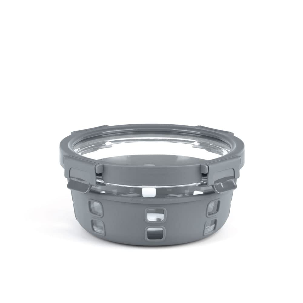 Borosil Klip N Store Plus 950 ml Round Glass Food Storage Container with Air Tight Glass Lid | Transparent