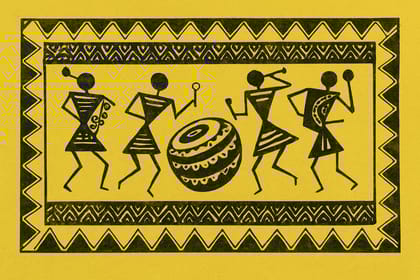 Varli Art : Golden Yellow Wall Art