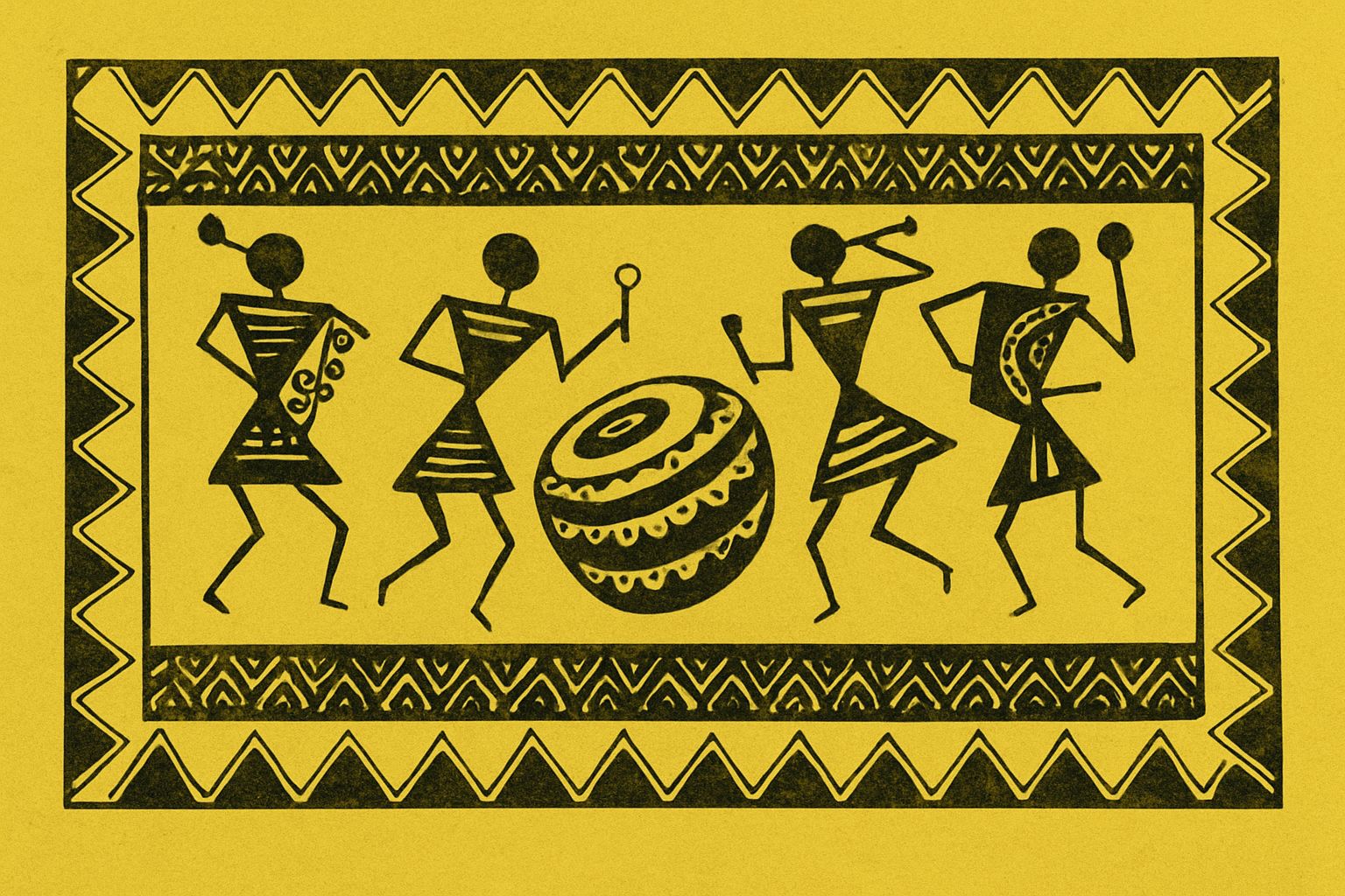 Varli Art : Golden Yellow Wall Art