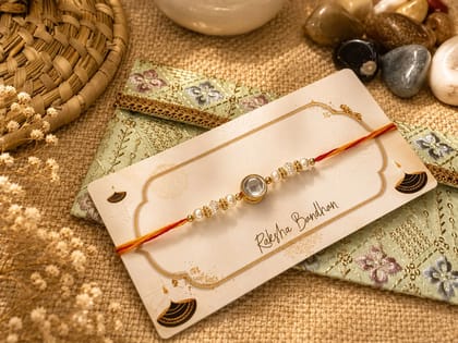 Clear Stone Pearl Rakhi