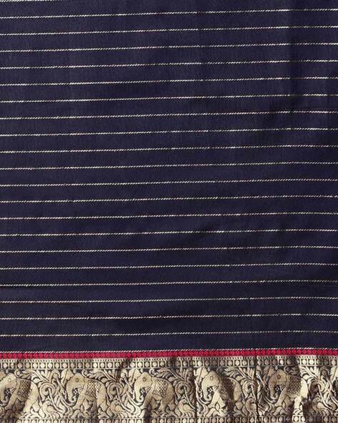 Black Saree with Traditional Motif and Golden Border