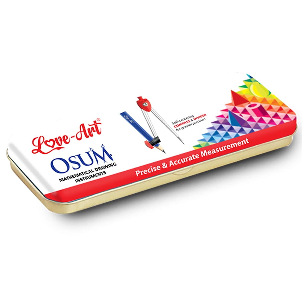 OSUM Geometry Box | Self Centered Compass and Divider for Greater Accuracy | Kit for School kids | Ideal for Precise & Accurate Measurement