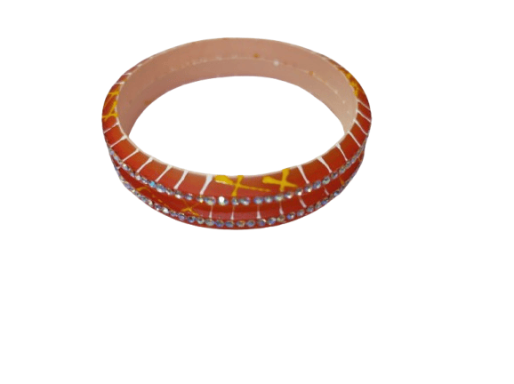 Elegant Red Bangle with Sparkling Embellishments